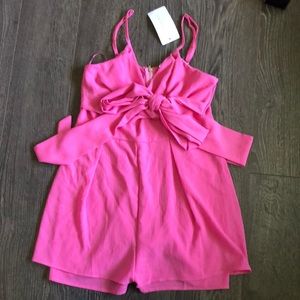 Hot Pink front tie Boutique Romper